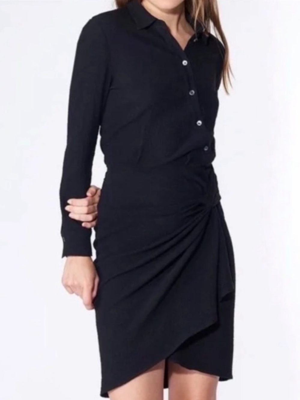 Veronica Beard Wren Twist Shirtdress Black